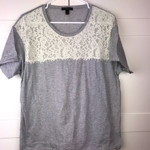 J.Crew lace embellished tshirt XL
